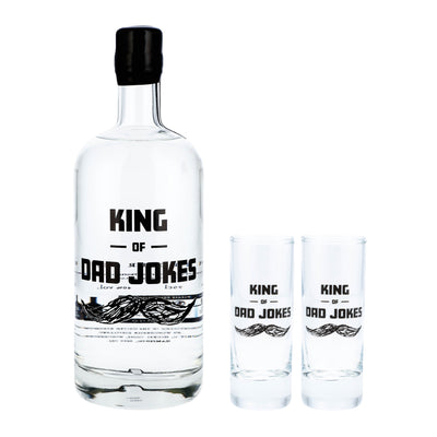 King of Dad Jokes 75cl Gin/Vodka Alcohol Bottle and Shot Glass Set - Proper Goose