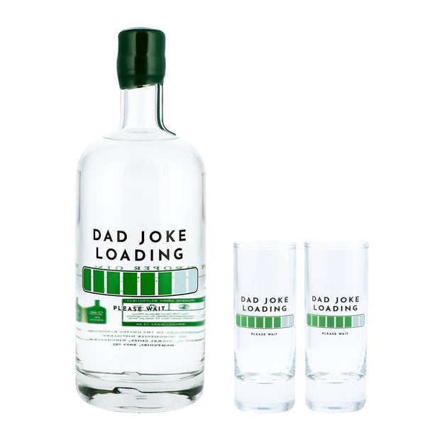 Dad Joke Loading 75cl Gin/Vodka Alcohol Bottle and Shot Glass Set - Proper Goose