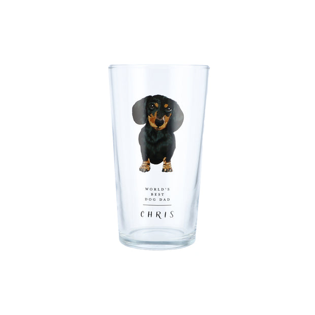 Personalised Best Dog Dad Printed Pint Glass - Proper Goose