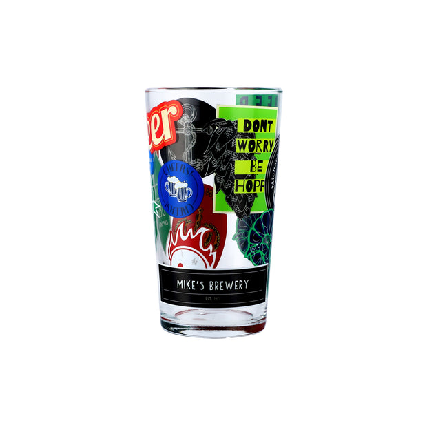 Personalised All Over Beer Sticker Printed Pint Glass - Proper Goose