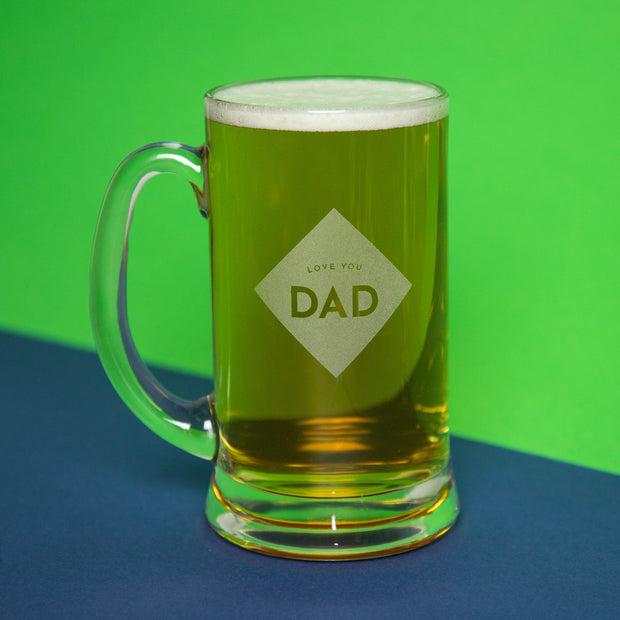 Love You Dad Etched Glass Tankard - Proper Goose