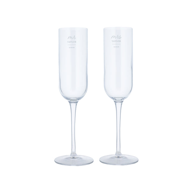 Personalised Mr And Mrs Crystal Champagne Flute Set Of Two - Proper Goose