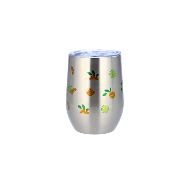 Oranges and Limes Fruit Printed Metal Thermos Wine Tumbler - Proper Goose