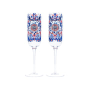 Blue Pink Floral King's Coronation Champagne Flutes - Proper Goose