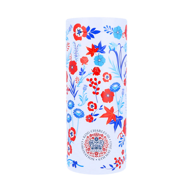 Blue Red Floral King's Coronation Cylindrical Tin - Proper Goose