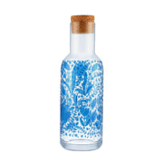 Blue Folk Floral Printed Glass Carafe With Cork - Proper Goose