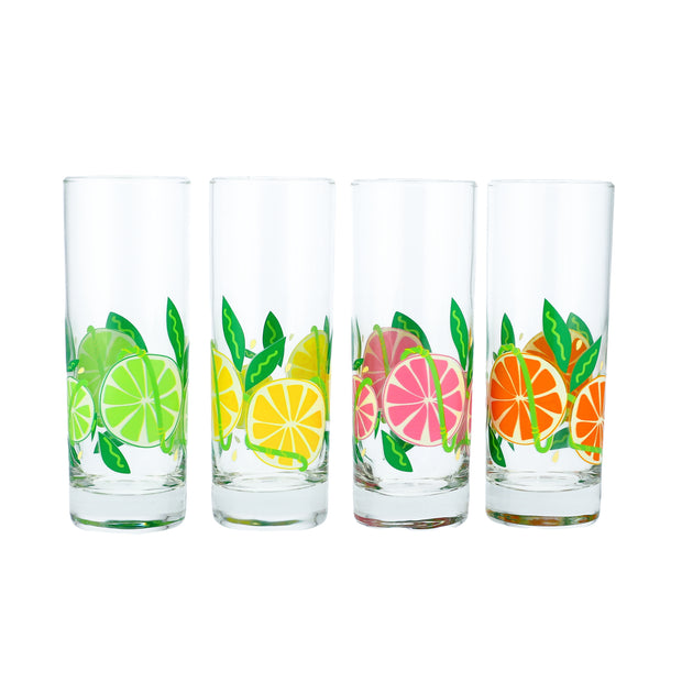 Set Of Four Citrus Fruit Printed Highball Glasses - Proper Goose