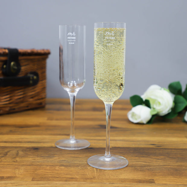 Personalised Mr And Mr Crystal Champagne Flute Set Of Two - Proper Goose