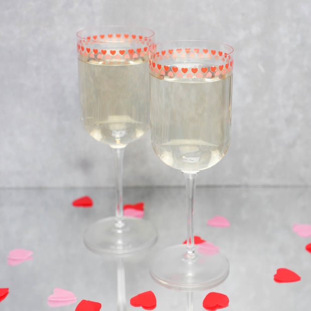 Love Heart Printed Wine Glass - Proper Goose