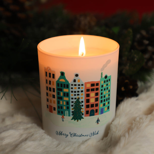 Personalised christmas town scented natural wax candle - Proper Goose