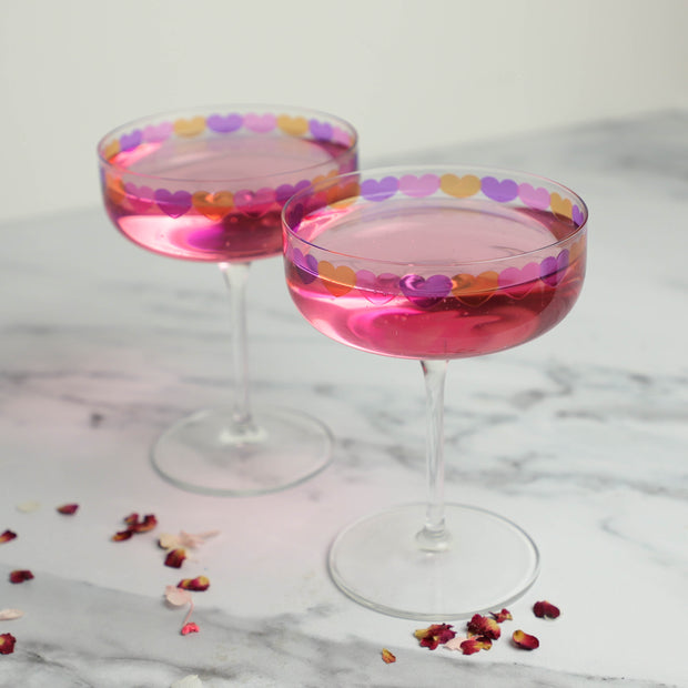 Love Heart Printed Set Of Two Cocktail Glasses - Proper Goose
