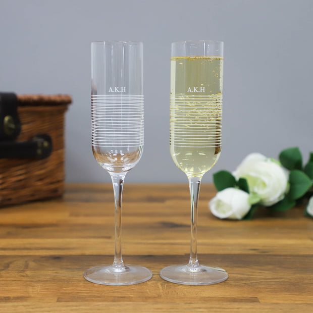 Personalised Initial Line Champagne Flute Set Of Two - Proper Goose
