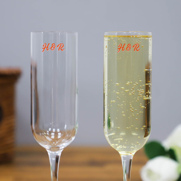 Personalised Script Initials Champagne Flute Set Of Two - Proper Goose