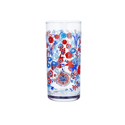 Blue And Red Floral King's Coronation High Ball Glass - Proper Goose