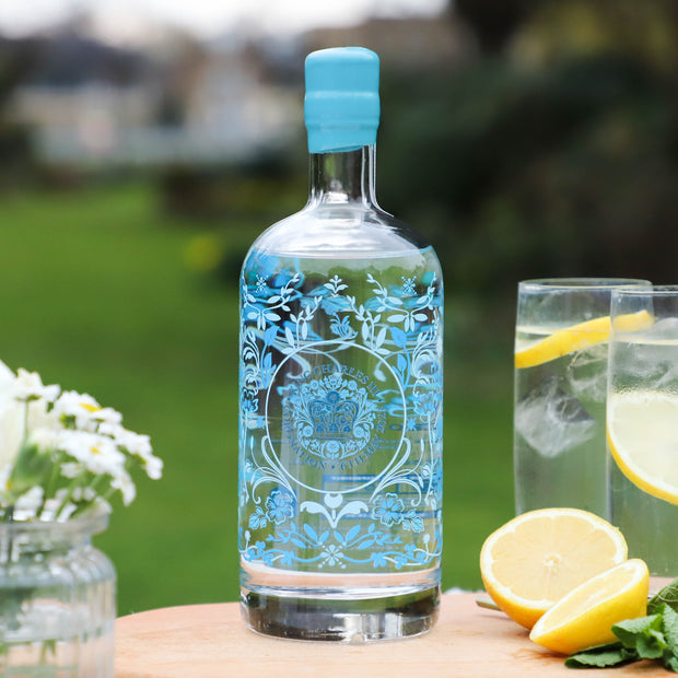 Blue Floral King's Coronation Gin/Vodka Bottle - Proper Goose
