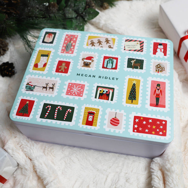 Personalised Christmas Stamps XL Gift Storage Tin - Proper Goose