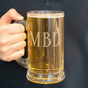 Personalised Three Initial Etched Glass Tankard - Proper Goose