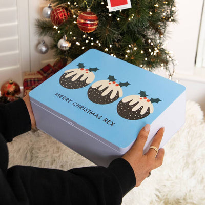 Personalised Christmas Pudding XL Gift Storage Tin - Proper Goose