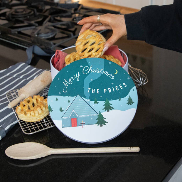 Personalised Christmas Snow Scene Cake Tin - Proper Goose