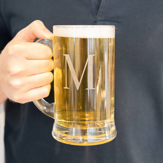Personalised Initial Etched Glass Tankard - Proper Goose
